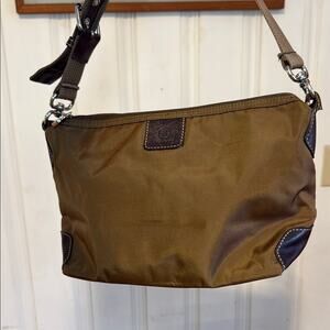 Bogner vintage brown nylon designer women’s mini shoulder bag purse vtg